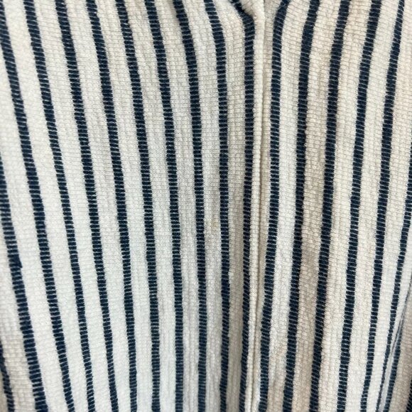 Splendid White & Navy Blue Striped Sleeveless V Neck Belted Onesie Romper - Picture 5 of 7